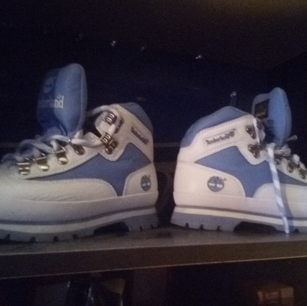Any blue and white timberlands